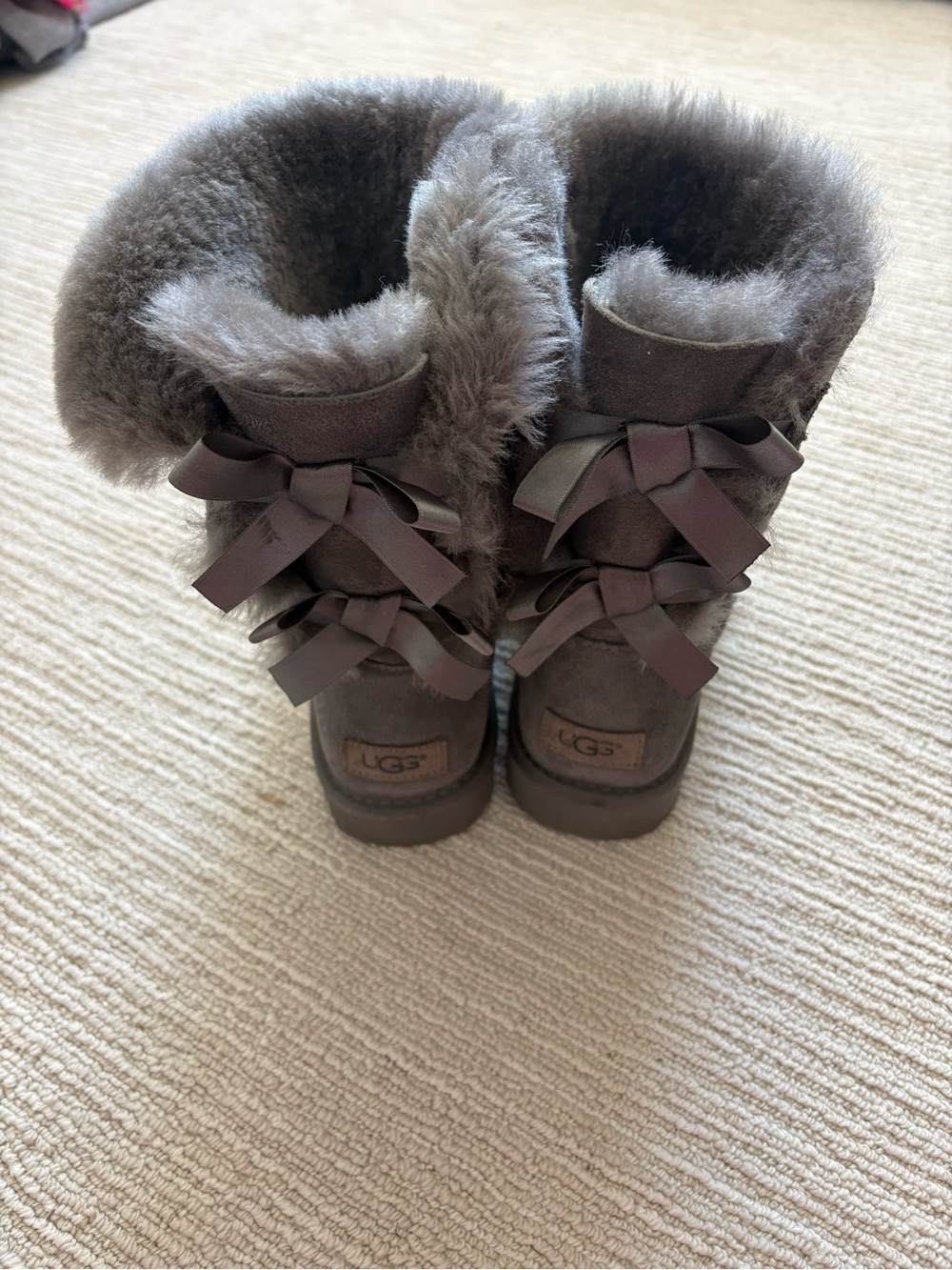 UGG Kids Chocolate Brown Shearling Bow Back Boots